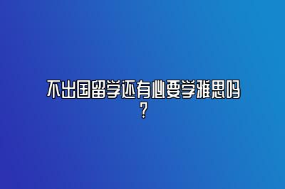 不出国留学还有必要学雅思吗?