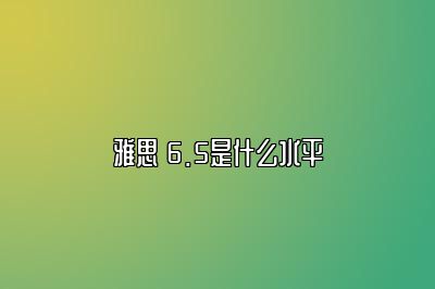 雅思 6.5是什么水平