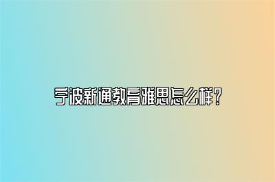 宁波新通教育雅思怎么样？