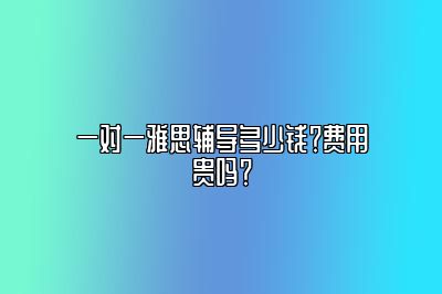 一对一雅思辅导多少钱？费用贵吗？