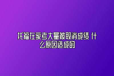 托福在家考大量被取消成绩 什么原因造成的