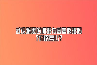 武汉雅思培训班有寒暑假班吗？价格多少?