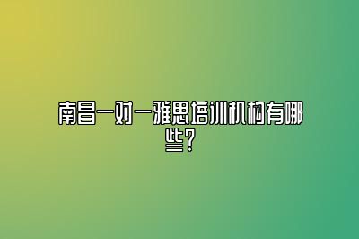 南昌一对一雅思培训机构有哪些？