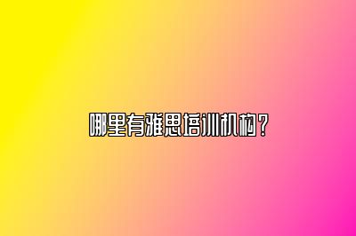 哪里有雅思培训机构？