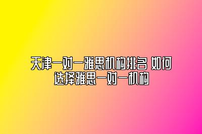 天津一对一雅思机构排名 如何选择雅思一对一机构