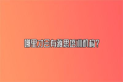 哪里才会有雅思培训机构？