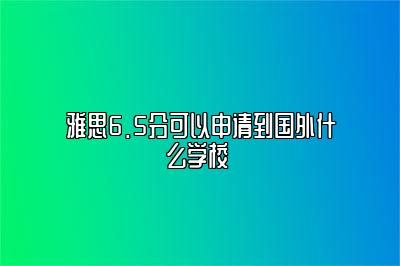 雅思6.5分可以申请到国外什么学校 