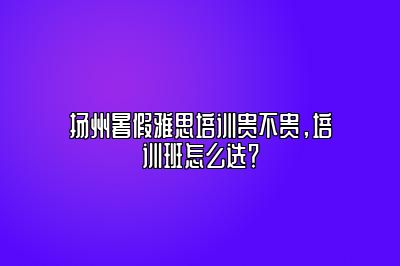 扬州暑假雅思培训贵不贵，培训班怎么选？