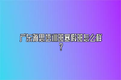 广东雅思培训班寒假班怎么样？