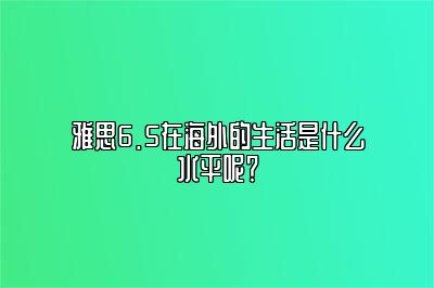 雅思6.5在海外的生活是什么水平呢？