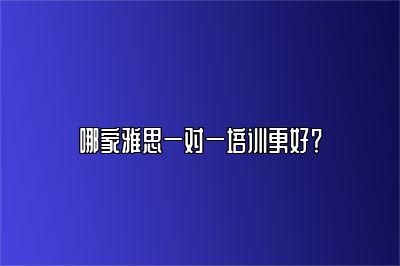 哪家雅思一对一培训更好？