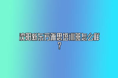 沈阳新东方雅思培训班怎么样？