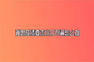 雅思成绩要求小分不满怎么办