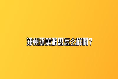 郑州环美雅思怎么样啊？