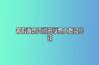 暑假雅思培训班学费大概多少钱