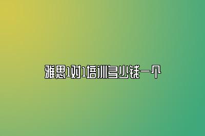 雅思1对1培训多少钱一个