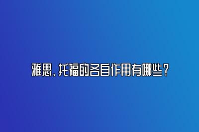 雅思、托福的各自作用有哪些？