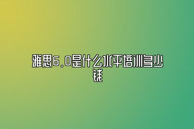 雅思6.0是什么水平培训多少钱