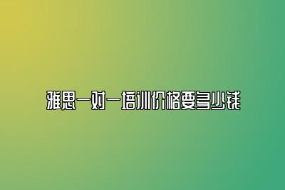 雅思一对一培训价格要多少钱