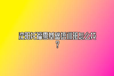 沈阳托福零基础培训班怎么找？