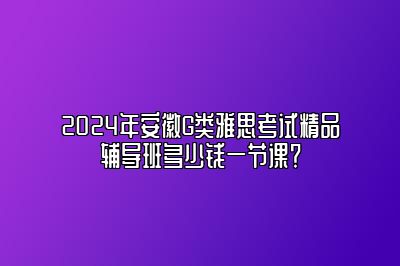 2024年安徽G类雅思考试精品辅导班多少钱一节课？