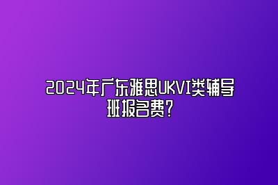 2024年广东雅思UKVI类辅导班报名费？