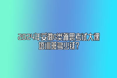 2024年安徽G类雅思考试大课培训班多少钱？