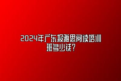 2024年广东报雅思阅读培训班多少钱？