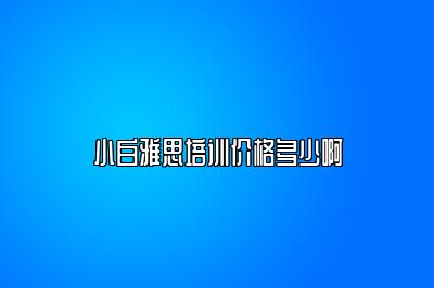 小白雅思培训价格多少啊