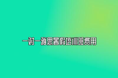 一对一雅思暑假培训班费用