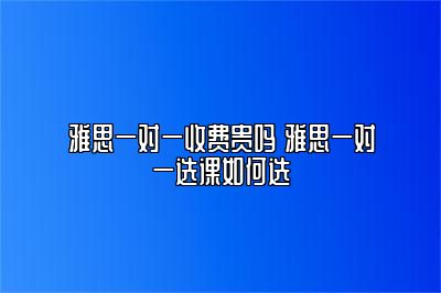 雅思一对一收费贵吗 雅思一对一选课如何选