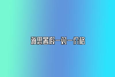 雅思暑假一对一价格