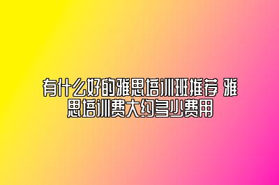 有什么好的雅思培训班推荐 雅思培训费大约多少费用