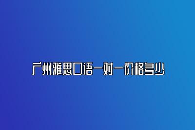 广州雅思口语一对一价格多少