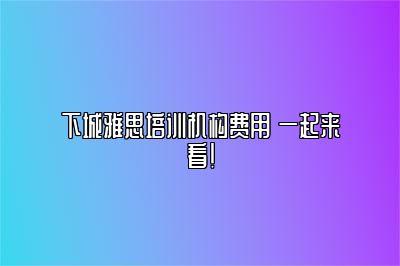下城雅思培训机构费用 一起来看！