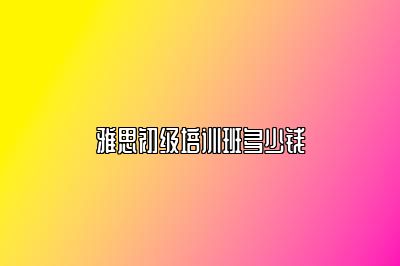 雅思初级培训班多少钱
