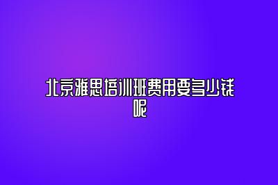 北京雅思培训班费用要多少钱呢