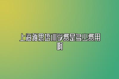 上海雅思培训学费是多少费用啊