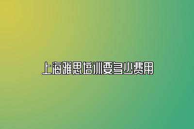 上海雅思培训要多少费用