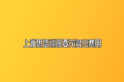 上雅思培训班要花多少费用