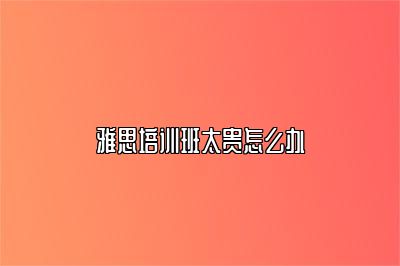 雅思培训班太贵怎么办